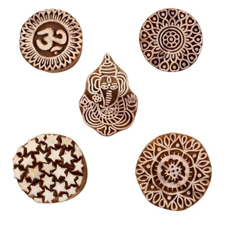 Set of 5 Piece New Mix Wooden Printing Blocks